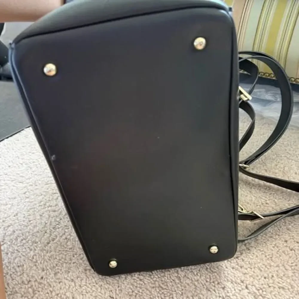 Mia + Sophia Black Vegan Leather Diaper Bag Backpack